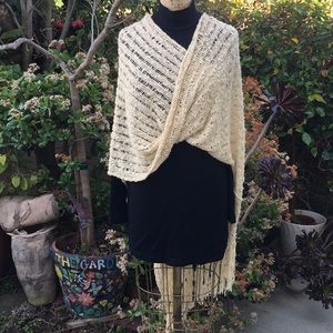 Hand knit boho poncho in beautiful soft yarn